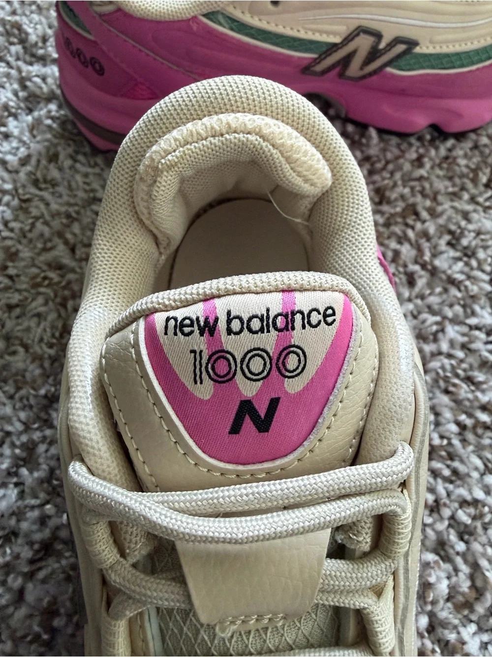 New Balance 1000 Pink Green Cream Running Sneakers - Picture 6 of 10